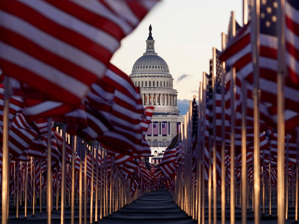 banderas estadounidenses en el capitolio