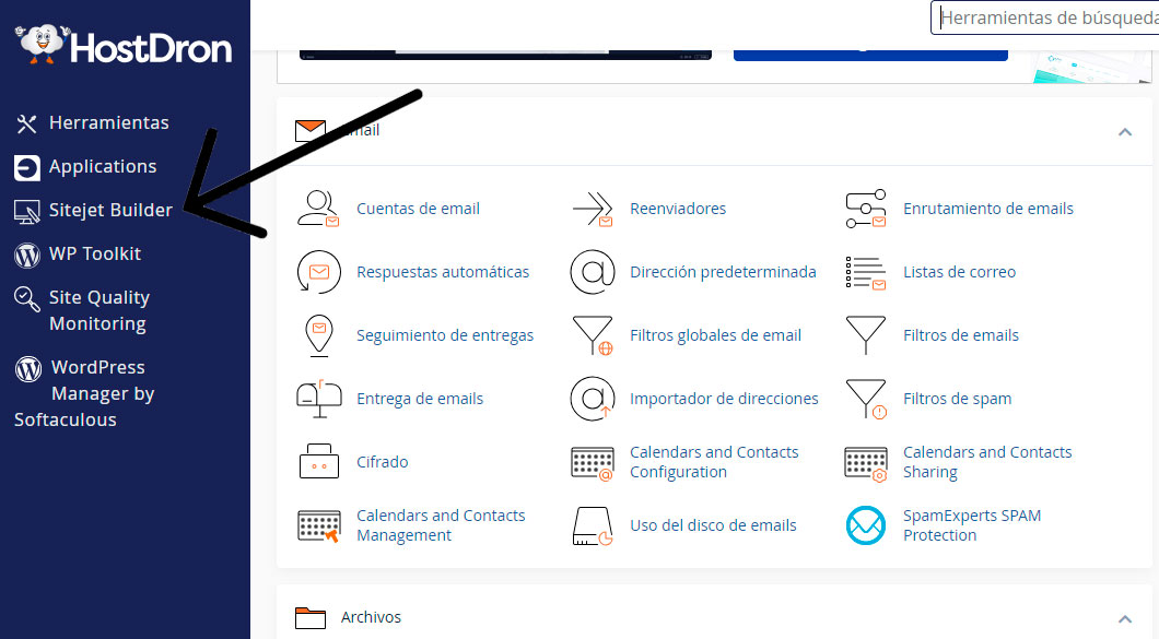 Cómo crear una página web con SiteJet desde Cpanel
